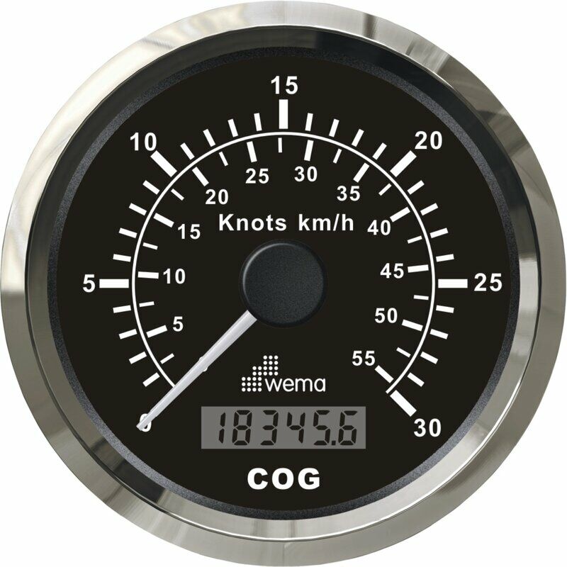HIZ GÖSTERGESİ GPS BAĞLANTILI 30 KNOTS 85 mm KROM/SİYAH