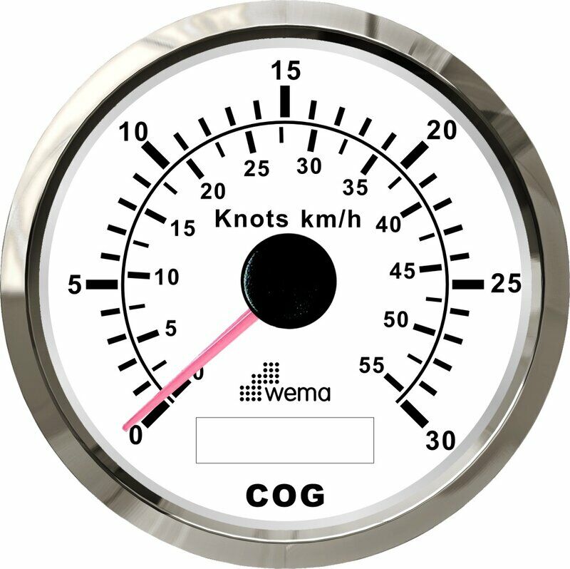 HIZ GÖSTERGESİ GPS BAĞLANTILI 30 KNOTS 85 mm KROM/BEYAZ