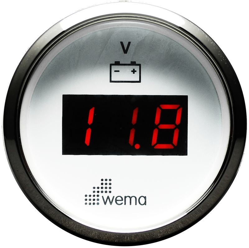 VOLTMETRE DİJİTAL 8-32V 52 mm KROM/BEYAZ