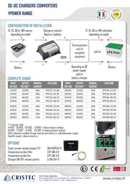 DC POWER+ DC-DC AKÜ ŞARJ CİHAZI / KONVERTÖR 12V-48V/10A TEK ÇIKIŞ FANSIZ