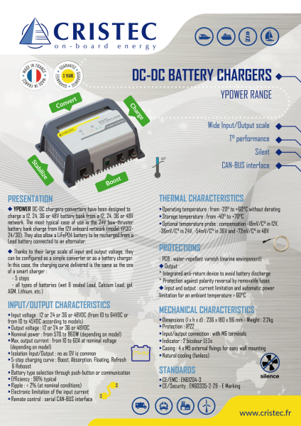 YPOWER DC-DC AKÜ ŞARJ CİHAZI / KONVERTÖR 12V-36V/15A TEK ÇIKIŞ FANSIZ WIRELESS BAĞLANTILI ÜCRETSİZ UYGULAMA İLE