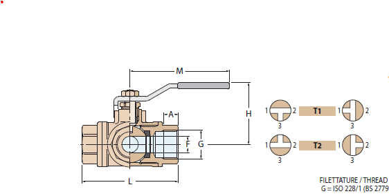 NİKEL KAPLI PİRİNÇ 3 YOLLU KÜRESEL VANA 1.1/4''
